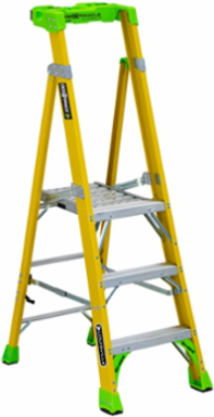 3 Foot Fiberglass Pinnacle Platform & Leaning Step Ladder, 375 lb Load Capacity