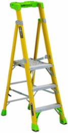 3 Foot Fiberglass Pinnacle Platform & Leaning Step Ladder, 375 lb Load Capacity