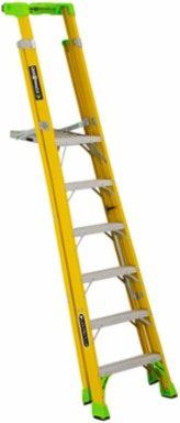 6 Foot Fiberglass Pinnacle Platform & Leaning Step Ladder, 375 lbs Load Capacity