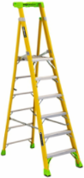 6 Foot Fiberglass Pinnacle Platform & Leaning Step Ladder, 375 lbs Load Capacity