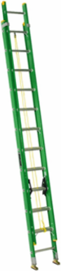 24 Foot Fiberglass Extension Ladder, Type II, 225 lb Load Capacity