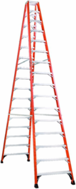 16 Foot Fiberglass Step Ladder, Type IAA, 375 lb Load Capacity