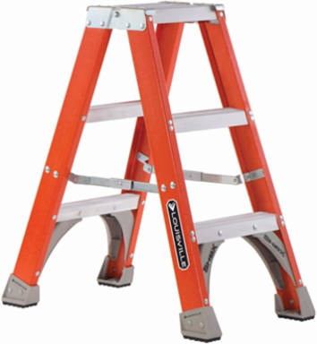 3 Foot Fiberglass Twin Front Step Ladder, 300 lbs Capacity, Type IA