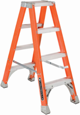 4 ft Fiberglass Twin Front Step Ladder, 300 lbs Load Capacity, Type IA