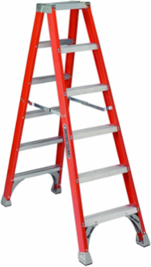 6 Foot Fiberglass Twin Front Step Ladder, Type IA, 300 lb Load Capacity