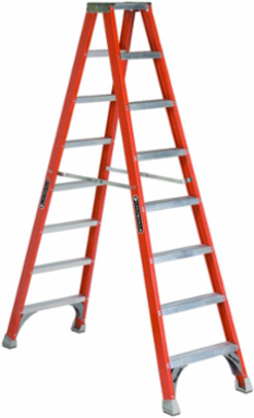 8 Foot Fiberglass Twin Front Step Ladder, Type IA, 300 lb Load Capacity