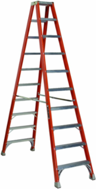 10-Foot Fiberglass Twin Front Step Ladder, Type IA, 300 lb Capacity