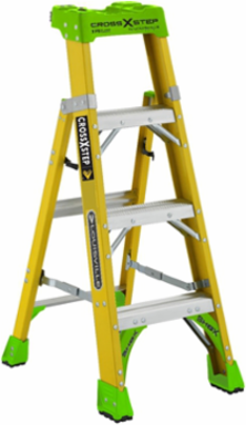4 Foot Fiberglass Cross-Step Ladder, Type IAA, 375 lbs Load Capacity