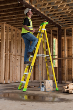 8 Foot Fiberglass Cross-Step Ladder, Type IAA, 375 lb Load Capacity