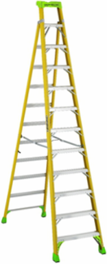 12 Foot Fiberglass Cross-Step Ladder, Type IAA, 375 lb Load Capacity