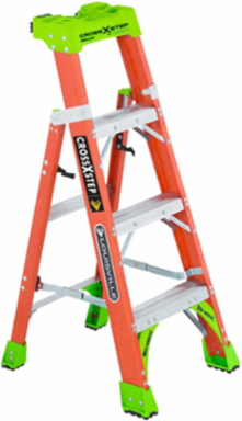 4 Foot Fiberglass Cross Step Ladder Type IA 300 lb Load Capacity