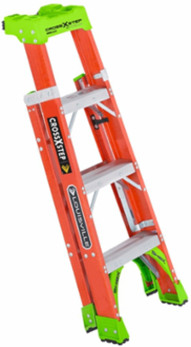 4 Foot Fiberglass Cross Step Ladder Type IA 300 lb Load Capacity