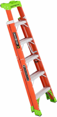 6-Foot Fiberglass Cross-Step Ladder, Type IA, 300 lb Capacity, Pro Top System