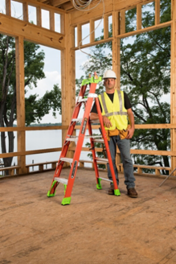 6-Foot Fiberglass Cross-Step Ladder, Type IA, 300 lb Capacity, Pro Top System