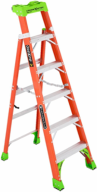 6-Foot Fiberglass Cross-Step Ladder, Type IA, 300 lb Capacity, Pro Top System