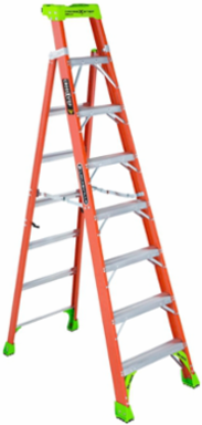 8-Foot Fiberglass Cross Step Ladder, Type IA, 300 lb Load Capacity