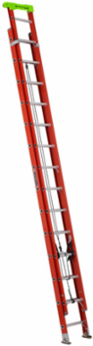 28 Foot Fiberglass Extension Ladder, Type IA, 300 lb Load Capacity