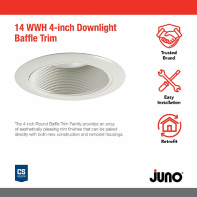 LITH 14 WWH 4IN Downlight Baffle Tr