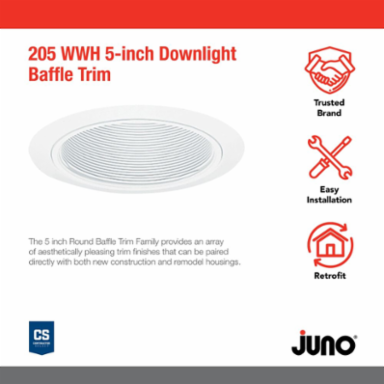 LITH 205 WWH 5IN Downlight Baffle T