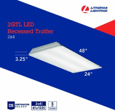 2x4 LED Troffer Light, 120-277V, Recessed Mount, White