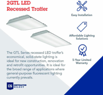 2x4 LED Troffer Light, 120-277V, Recessed Mount, White