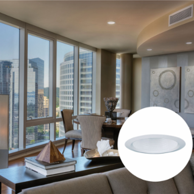 4 Inch White Baffle Trim, Aluminum, 1 Lamp, Gloss Finish