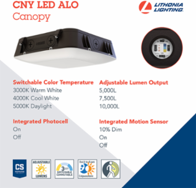 VOLT Canopy Luminaire 10 Inch x 10 Inch, Adjustable Lumen Output, Motion Sensor