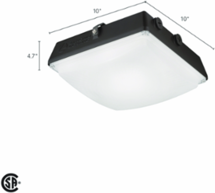 LED Canopy Light, 10 Inch, 1 Lamp, Bronze