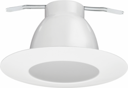 6 Inch White Open Wide Flange Recessed Trim, Aluminum, Gloss Finish