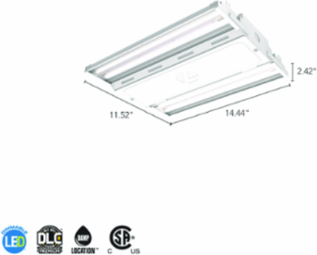High Bay LED Light Fixture, 15000 Lumens, 105W, 120-277V