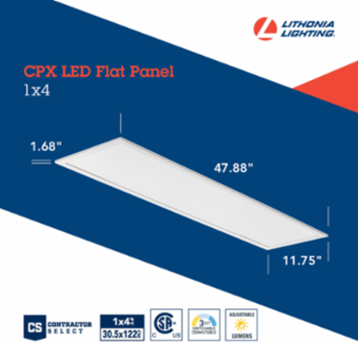 LED Flat Panel Light, 1 Ft x 4 Ft, 2500-4000 Lumens, Dimmable