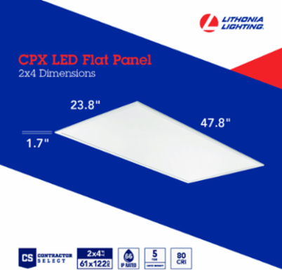 LED Flat Panel, 2 ft x 4 ft, 4000-6000 Lumens, Dimmable