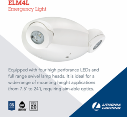 Emergency Lighting Unit, 640 Lumens, 120-277V, Thermoplastic, 2 Lamps