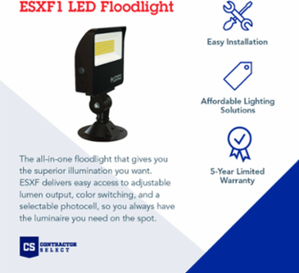 LED Floodlight, 34W, 1500/3000/5000 Lumens, 7.65 x 6.04 x 1.86 Inch