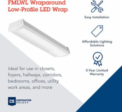 LED Wraparound, 2ft x 5.5in, 19.6W, Surface Mount, Steel