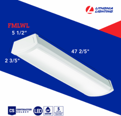 LED Wraparound Light, 48 Inch, Surface Mount, 40.2 Watt, 120 Volt