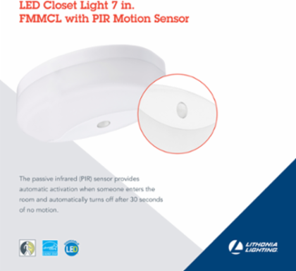 LED Closet Light 17.75 Inch, 120V, Passive Infrared Sensor