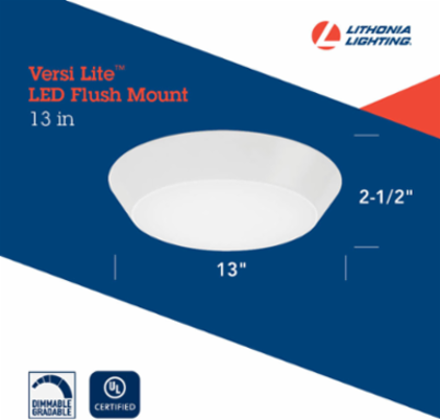 Versi Lite 13 Inch 28W LED Flushmount, 120V, Dimmable, Surface Mount