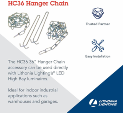 Chain Hanger Set, 36 Inch, Maximum Load 40 lbs, Indoor Mounting Kit
