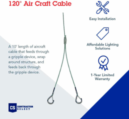 120 Inch Mounting Cable for Indoor Light Fixtures