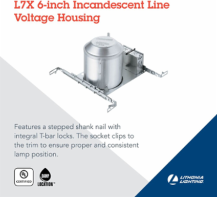 6 Inch Air-Tight Recessed Can - Aluminum Housing, 120V, UL Listed