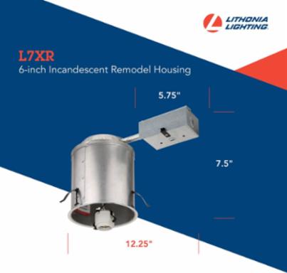 6 Inch Air-tight Recessed Downlight, 120V, Aluminum, Nickel Finish