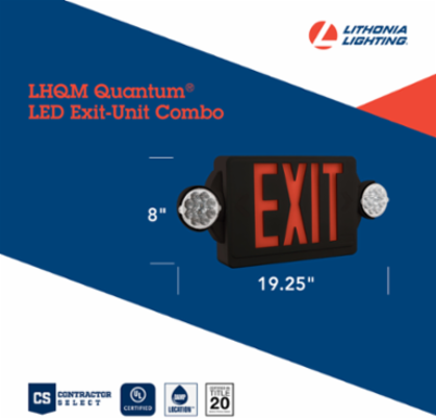 Quantum Emergency Exit Sign, 19.25 Inch x 8 Inch, LED, 160 Lumens