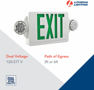 Quantum Emergency Exit Sign, 19.25 Inch x 8 Inch, LED, 160 Lumens