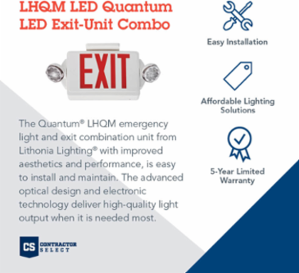 Quantum Emergency Exit Sign, 19.25 Inch x 8 Inch, LED, 160 Lumens