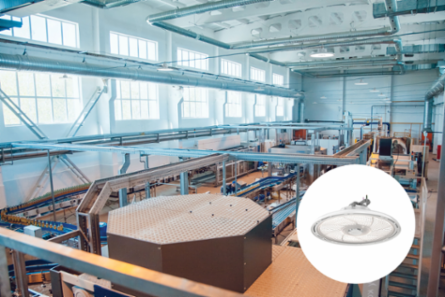 LED Round High Bay, Switchable Lumens- 12000LM, 15000LM and 18000LM, 120-347V, Switchable CCT- 3500K, 4000K and 5000K, 80 color rendering index, White