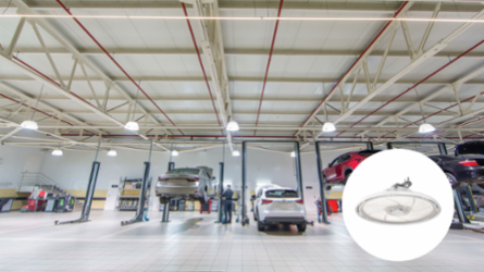 LED Round High Bay, Switchable Lumens- 12000LM, 15000LM and 18000LM, 120-347V, Switchable CCT- 3500K, 4000K and 5000K, 80 color rendering index, White
