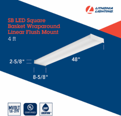 4FT LED Wraparound Fixture, 32 Watt, 4000 Lumens, Dimmable