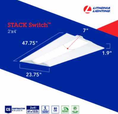 Recessed Troffer Light, 47.75 Inch x 23.75 Inch, 120-277V LED