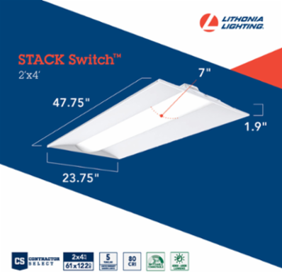 Recessed Troffer Light, 47.75 Inch x 23.75 Inch, 120-277V LED
